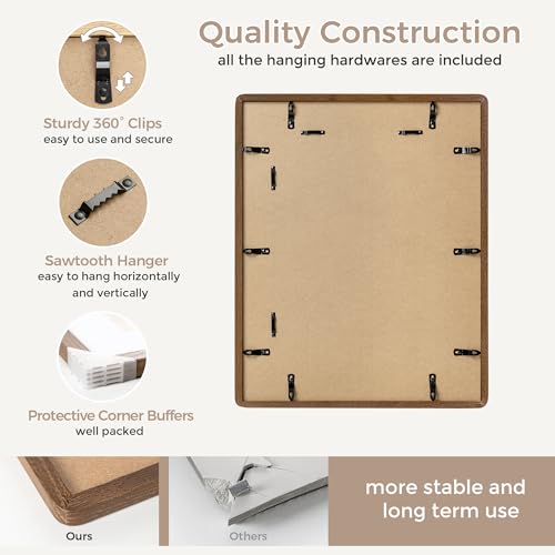 16x20 Picture Frame | Solid Oak Wood 16x20 Poster Frame | 16 x 20 Picture Frame With Mat For 11x14 | Tempered Glass And Hanging Hardware Included | 20 x 16 Photo Frame Wood (Walnut, 1 Pack) - color: Walnut, size: 16''x20''-1p