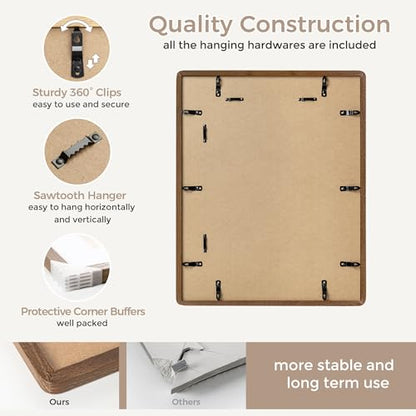 16x20 Picture Frame | Solid Oak Wood 16x20 Poster Frame | 16 x 20 Picture Frame With Mat For 11x14 | Tempered Glass And Hanging Hardware Included | 20 x 16 Photo Frame Wood (Walnut, 1 Pack) - color: Walnut, size: 16''x20''-1p