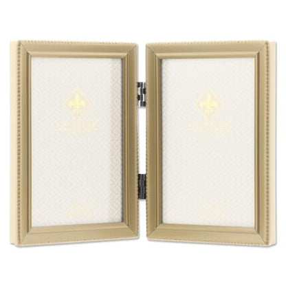 Lawrence Frames Bead Border Design, 3.5x5 Double, Satin Gold - color: Satin Gold, size: 3.5x5 Double