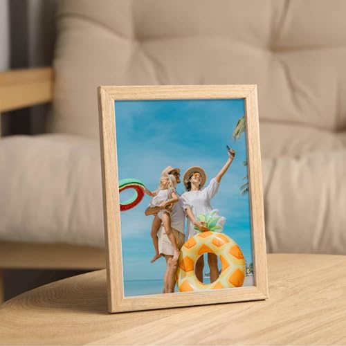 MECCANIXITY 11x11 Collage Picture Frame, Displays 4Pcs 3.5x3.5 Pictures with Mat, Solid Oak Wood Clear Acrylic Sheet Wall Mounting and Tabletop Display, Natural Wood, 1Pcs - color: Natural Wood