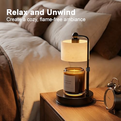 Candle Warmer Lamp with Timer, Best House Warming Gift, Height Adjustable & Dimmable Electric Candle Warmer Lamp, Includes 2 Bulbs, Birthday Gift for Women, Mom, Housewarming - Flaxen - color: Flaxen