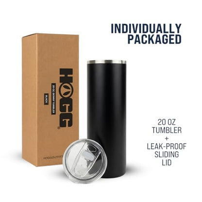 Hogg 20 oz Skinny - Black, Powder Coated Tumblers for Laser Engraving, Engravable Tumblers Bulk, Stainless Steel Cups Bulk, Insulated Cups with Lids - color: Black