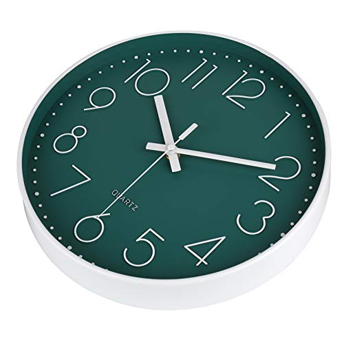 12 Inch Silent Non-Ticking Battery Operated Round Wall Clock Easy to Read Peacock Color Wall Clocks - color: Peacock, size: 12 Inch