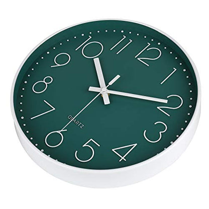 12 Inch Silent Non-Ticking Battery Operated Round Wall Clock Easy to Read Peacock Color Wall Clocks - color: Peacock, size: 12 Inch