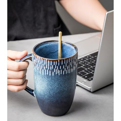 Large Ceramics Coffee Mugs,21 OZ,Large Handle Design,Extra Large Tea and Coffee Cup for Office and Home，Microwave And Dishwasher Safe(Color:21 oz blue) - color: 21 oz blue