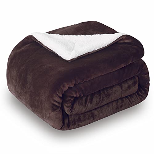 Sherpa Fleece Throw Blanket, Brown, 50x60 inches | Reversible Super Soft Luxurious Plush Blanket Throw Size - color: Brown, size: 50"×60"