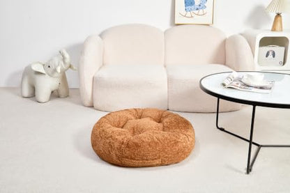Floor Cushion Pillow, Portable Large | Meditation Adult Sitting Pillow with Handle for Tatami, Living Room & Yoga (1, Round, Brown, 22 x 22 x 6 inches) - color: Round, Brown