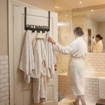Reallnaive GET Naked Over The Door Hooks Bathroom Decor Hanger Wall Mount Rack Holder for Towel, Hat, Coat, Cloth, Keychain, Bag, Christmas Gift - style: Get Naked