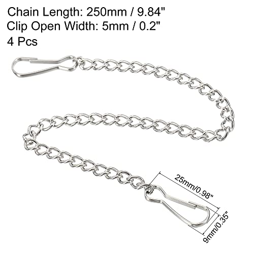 MECCANIXITY Hanging Chain with Snap Clips 9.84 Inch Garden Plant Hangers for Signboard Chalkboard Basket Lantern Wind Chime, Stainless Steel Pack of 4 - size: 9.84 Inch