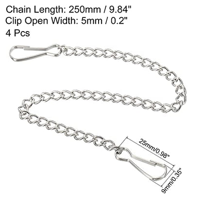 MECCANIXITY Hanging Chain with Snap Clips 9.84 Inch Garden Plant Hangers for Signboard Chalkboard Basket Lantern Wind Chime, Stainless Steel Pack of 4 - size: 9.84 Inch