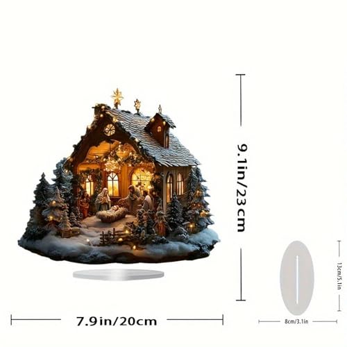 Nativity Scene Sculpture Human Figurine Decor Abstract Thinker Statue 2D Acrylic Ornament Unique Hollow Style Suitable Shelf Decor Office