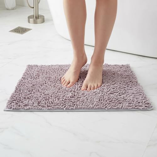 YARNOW Chenille Bathroom Bath Mat Non Slip with Absorbent Soft Fabric, Machine Washable and Wear Resistant, 34.65x22.83 Inch Size, for Guest Suites and Vanities