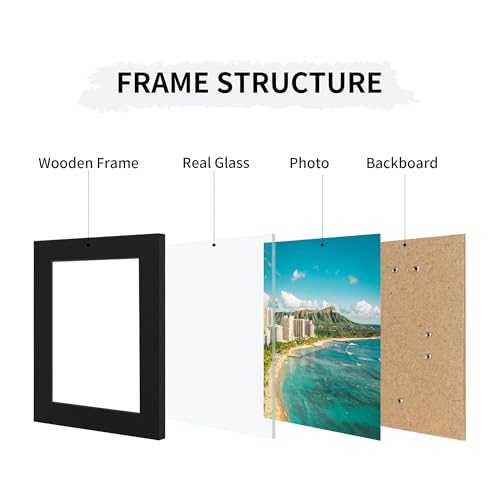 4x6 Collage Picture Frames Set of 2, Rustic Wooden Real Glass Vertical Hanging 3 Opening 4 by 6 Photo Frame, Black - color: Black, size: Vertical-4x6 in