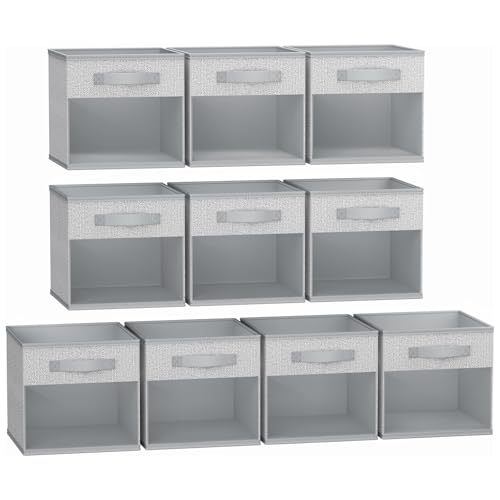 DIMJ Storage Cubes, Cube Storage Bin, 10 Pack Foldable Cubes with Window, Closet Oganizer Boxs with Handle, 12.2x 12.2 inch Storage Organizer for Clothes, Toys, Books - color: Blended Gray, size: 12.2 Inch.- 10 Pack