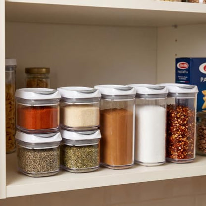 Felli Shake N Stor Baking Canister with Shaker Lid + Pour Spout + Leveler ALL IN ONE Storage Container Pantry Kitchen Organizer Spice Jars Parmesan Powder Dispenser Bottles (0.13qt, 6PC Set) - color: 0.13qt, 6PC Set