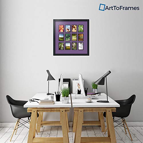 ArtToFrames Double-Multimat-1156-849/89-FRBW26079 Collage Photo Frame Double Mat with 12-3.25x4.75 Openings and Satin Black Frame - color: Grape, size: 12 - 3.25x4.75