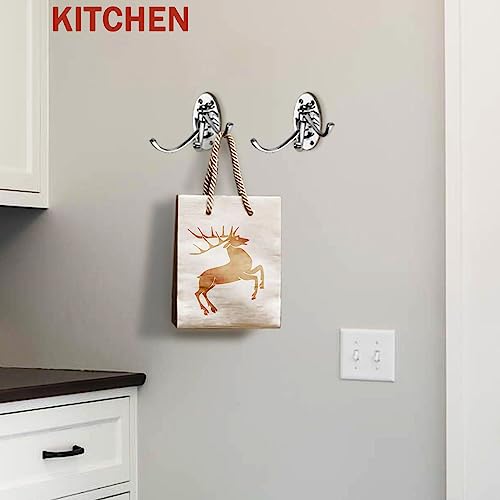 2PCS Swivel Wall Hooks - 3 Swing Arm Coat Hook Hanger for Bathroom, Kitchen, Garage - Wall Mounted Brushed Nickel - style: Silver Oval