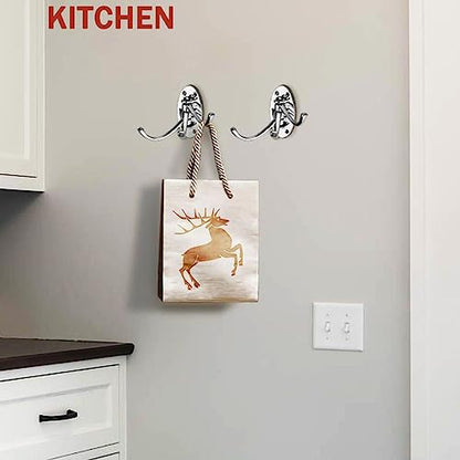2PCS Swivel Wall Hooks - 3 Swing Arm Coat Hook Hanger for Bathroom, Kitchen, Garage - Wall Mounted Brushed Nickel - style: Silver Oval