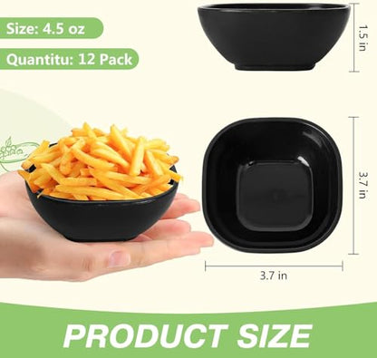 SHECIPIN 12 Pack Unbreakable Dipping Bowls, 4.5 OZ Soy Sauce Dishes，dipping sauce cups，small bowls for dips - color: 12 piece Black
