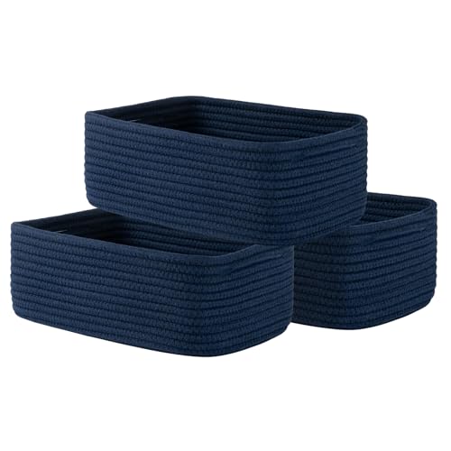 KALLAX Small Woven Storage Basket for Organizing, 12 x 8 x 4.5 inch, 3 Pack | Shelf baskets for closet organization, toy storage and home decor, Perfect as empty gift baskets for holidays, Navy Blue - color: Navy Blue, size: 12"L x 8"W x 4.5"H