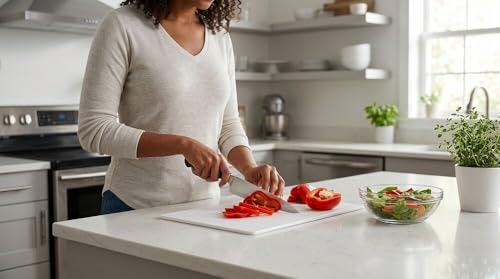 Farberware Cutting Board for Kitchen, 12 x 18 Inch Poly Utility Board, Reversible Plastic Cutting Board for Meat, Vegetables, Fish and Poultry, Dishwasher Safe - size: 18"L x 12"W