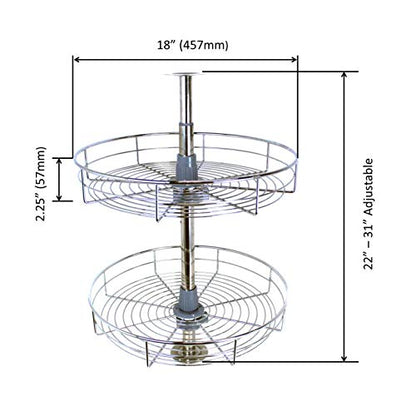 Dowell 18" Round Lazy Susan, 2 Shelves, Kitchen Wall Corner Cabinet Organizer (Chrome 4001 360D) - size: Wall Cabinet Round Shape Dia.18" Full Circle