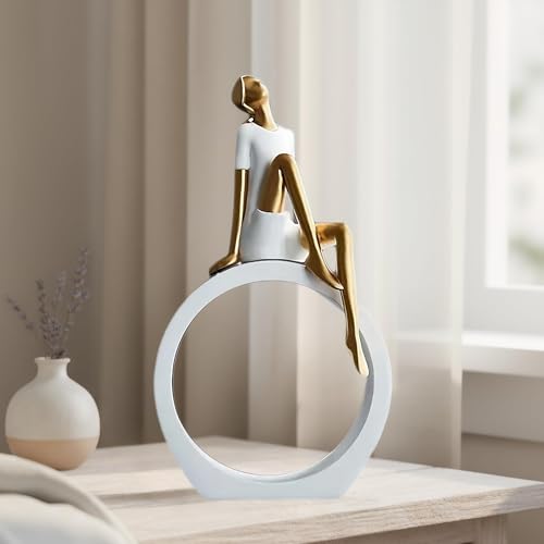 Thinker Statue & Sculpture, Modern Solid Resin & Metal Thinker Sculpture, Home Decor Figurine Statue – Desktop Art Ornament for Living Room, Office, Bookshelf, Bedroom or Gift - color: Thinking Statue