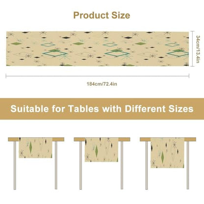 1950s Mid Century Table Runner, Modern Atomic Pattern Absctract Geometric Retro Dinner Runner for Home Kitchen Dining 13x36in - color: Mid Century-1, size: 13x36in
