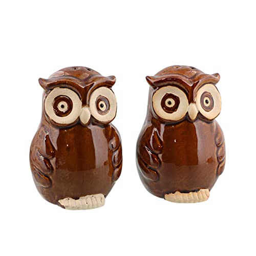 Ceramic Owl Salt and Pepper Shaker Collectors Kitchen Décor - Brown - color: Brown