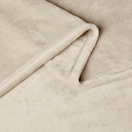 Amazon Basics Soft Fleece Throw Blanket, Lightweight Cozy Warm Blanket for Couch & Sofa, 50 x 60 Inches, Beige (Pack of 2) - color: Beige, size: 50 x 60 inches (Pack of 2)