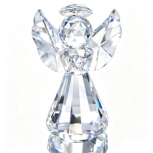 3'' Crystal Guardian Angel Figurine Gift For Women Christmas Angel Statue | Clear,Crystal Figurines Collectibles,Glass Angel Ornaments For Whimsical Home Decor Memorial Gift - style: Clear Angel