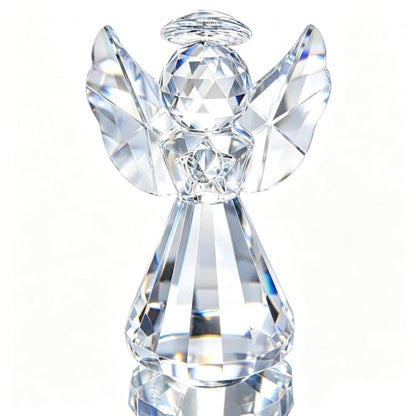 3'' Crystal Guardian Angel Figurine Gift For Women Christmas Angel Statue | Clear,Crystal Figurines Collectibles,Glass Angel Ornaments For Whimsical Home Decor Memorial Gift - style: Clear Angel