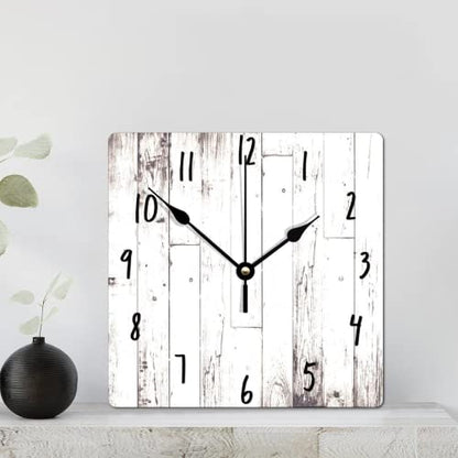 ArogGeld Shabby Chic White Wood Wall Clock Rustic Farmhouse Barn Square Wood Clock 10 Inch Silent Non-Ticking Wooden Wall Clocks Battery Operated Living Room Bedroom Kitchen Farmhouse Decor Birthday