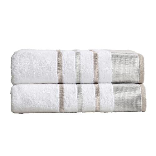 Great Bay Home Decorative Oversized Bath Sheet Set - Cotton 2 Pack 68x35 Extra Large Towels - Durable Towels for Bathroom Decor (Glacier Grey/Cappuccino) - color: Glacier Grey / Cappuccino, size: Bath Sheet (Pack of 2)