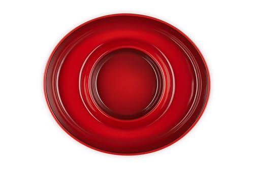 Le Creuset Stoneware Signature Oval Chip and Dip Platter, 13", Cerise - color: Cerise
