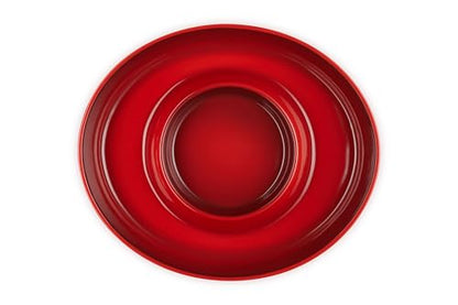 Le Creuset Stoneware Signature Oval Chip and Dip Platter, 13", Cerise - color: Cerise