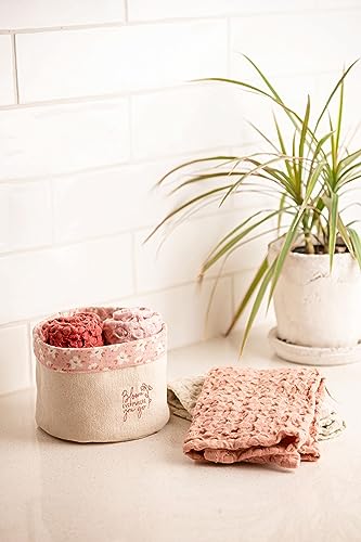 Karma Waffle Weave Dishcloth Set/Holder Home - color: Grey Home