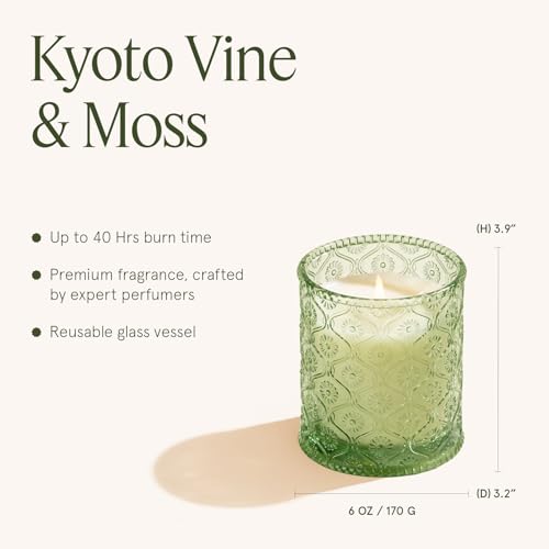 LA JOLIE MUSE Kyoto Vine Moss Scented Candle for Home, Natural Soy, 40 Hrs | Luxury Green Jar Candle, Clean Non Toxic Wax, Fresh Summer Candles, Gifts for Women & Men, Forest Candles, Leaves & Vetiver - color: Kyoto Vine & Moss