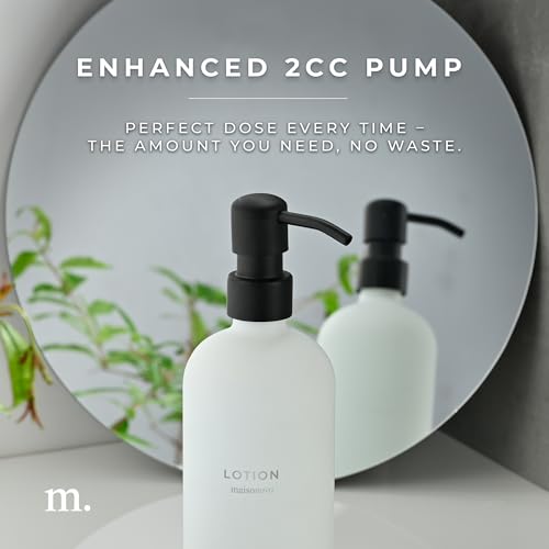 MaisoNovo Soap Dispenser 2-Piece Set | 16.9oz Clear Bottles with Black Plastic Pumps - color: White/Black