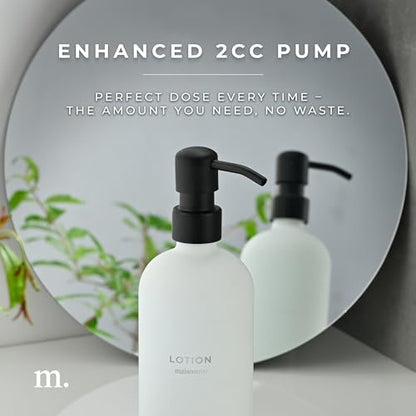 MaisoNovo Soap Dispenser 2-Piece Set | 16.9oz Clear Bottles with Black Plastic Pumps - color: White/Black