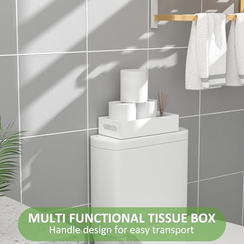 White Toilet Basket Tank Tray, Acrylic Bathroom Basket, Back of Toilet Organizer for Paper Storage, Anti-slip and Moisture-proof - color: White