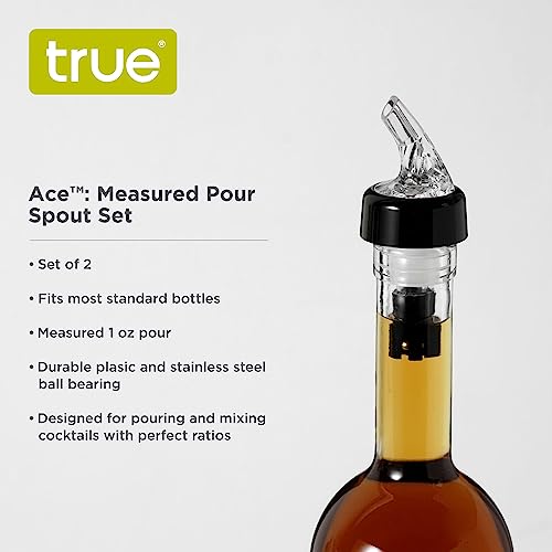 True Ace Measured Liquor Pour Spout - 1oz Pourer - Fits Standard Liquor Bottles - Automatic Measuring Liquor Pourer Bar Accessory - Plastic Set of 2 - size: 1oz (set of 2)