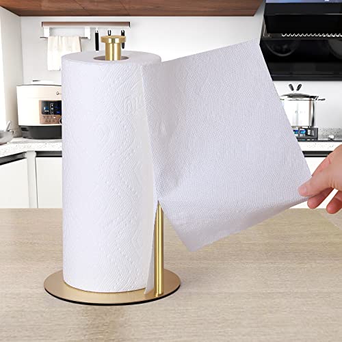 OBODING Gold Countertop Paper Towel Holder, Stainless Steel, Modern Kitchen and Bathroom Organization - color: Gold