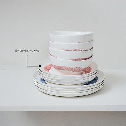 Serax Appetizer Plate | Feast tableware by Ottolenghi | 2 Starter Plates | Stoneware Dinnerware Set in white red | luxury Dishware Set for Dinner at Home, Party, Christmas | Kitchen Sets - size: Starter plate