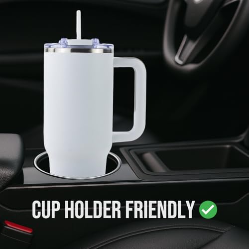 Hogg Big Swig 40oz Tumbler with Handle and Straw - White, 40 oz Tumbler, Insulated Cup with Handle, 40oz Water Bottle with Straw, Thermal Cups, Leak Proof Lid, Travel Mugs, Stainless Steel - color: White