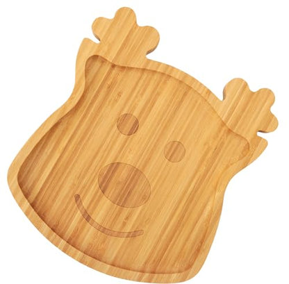 WILLKOMMEN Christmas Serving Tray, Bamboo Reindeer Shaped Serving Platter, Charcuterie Board Serving Dishes 10" x 9" for Party Cookie Fruit Tray Cheese Board Plate - color: Christmas Reindeer Shaped