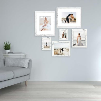 iRahmen 8x10 Picture Frame Set of 4, High Definition Glass Distressed White Frame, 8 x 10 Wood Photo Frames for Tabletop Display and Wall Mounting - color: Distressed White, size: 8X10