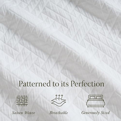 Threadmill Cotton King Coverlet Blanket, Jacquard, White,Long-Staple Cotton | 100% Cotton, Jacquard Pattern, 106x92 in, All-Season, Lightweight, OEKO-TEX Certified, Machine Washable - color: Classic White, size: King / Cal King