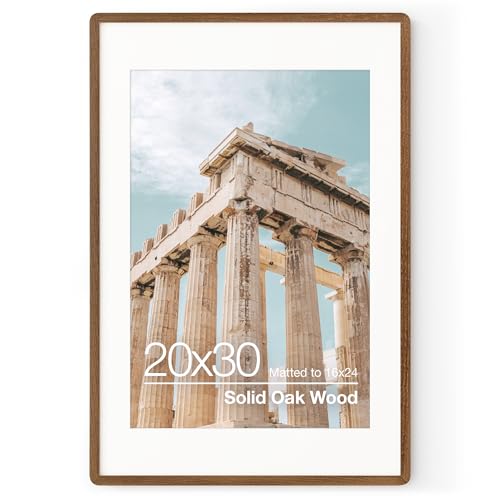 20x30 Poster Frame | Solid Oak Wood Picture Frame | 30x20 Picture Frame With Mat For 16x24 | Tempered Glass And Hanging Hardware Included | Walnut Wood Photo Frame (1 Pack) - color: Walnut, size: 20''x30''-1P