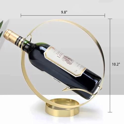 GeLive Gold Wine Bottle Holder Single Bottle Display Stand Freestanding Wine Rack Kitchen Table Decor Wine Shelf Countertop Artistic Home Crafts Decoration Coffee Bar Barware Accessory Wine Lover Gift